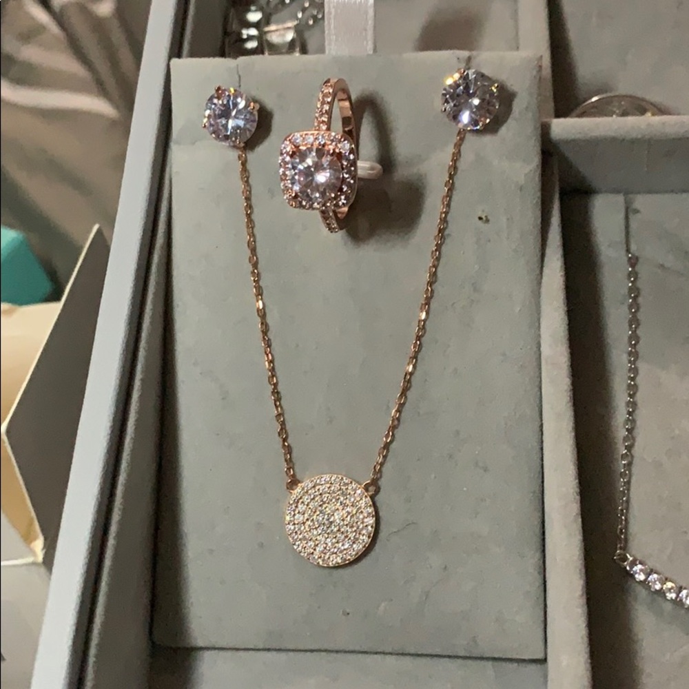 ✨New Rose Gold And Crystal S925 Set - STAMPED S925